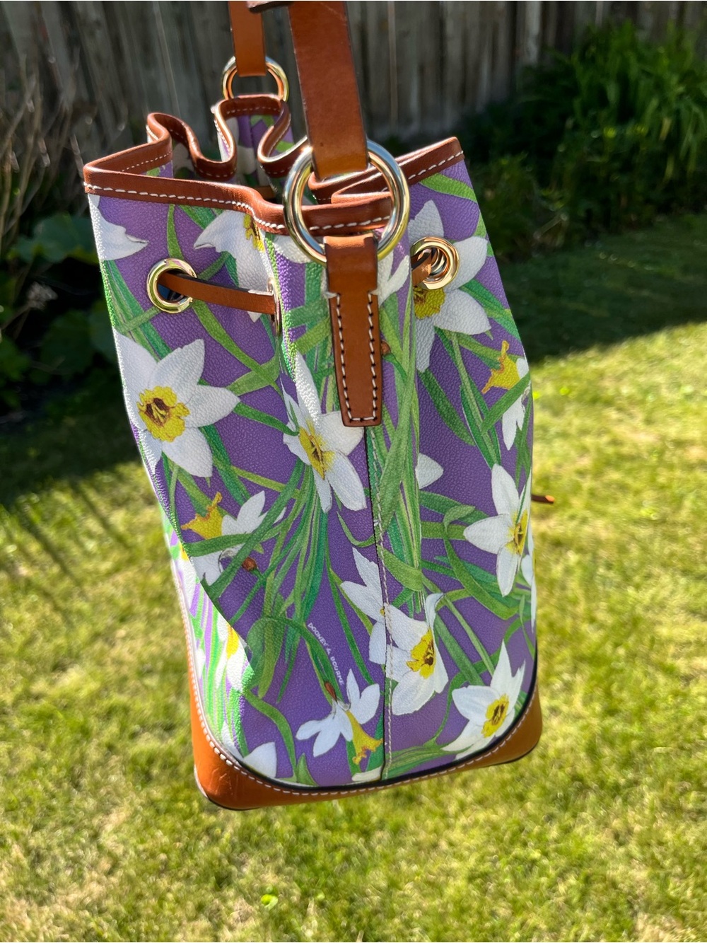 Dooney & Bourke Purple Daffodil Drawstring Bucket Bag - Picture 5 of 15